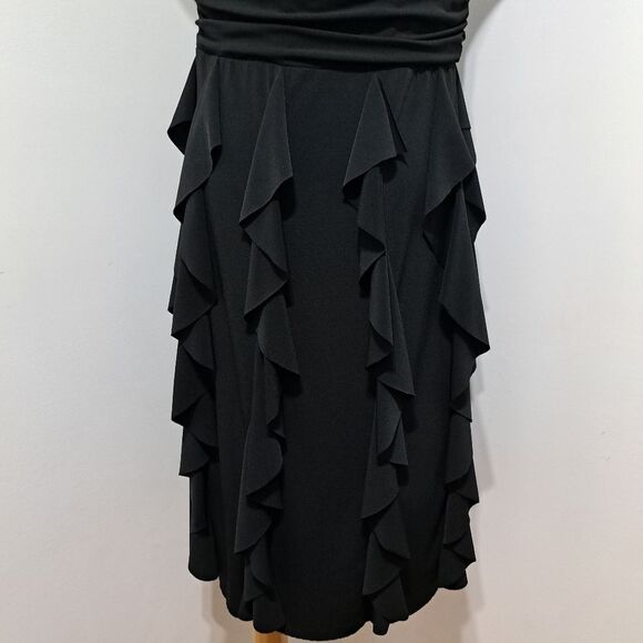 Vintage Betsy & Adam 90's Y2K Halter Neck Ruffle Goth Knee Length Dress S 14W - Picture 16 of 17